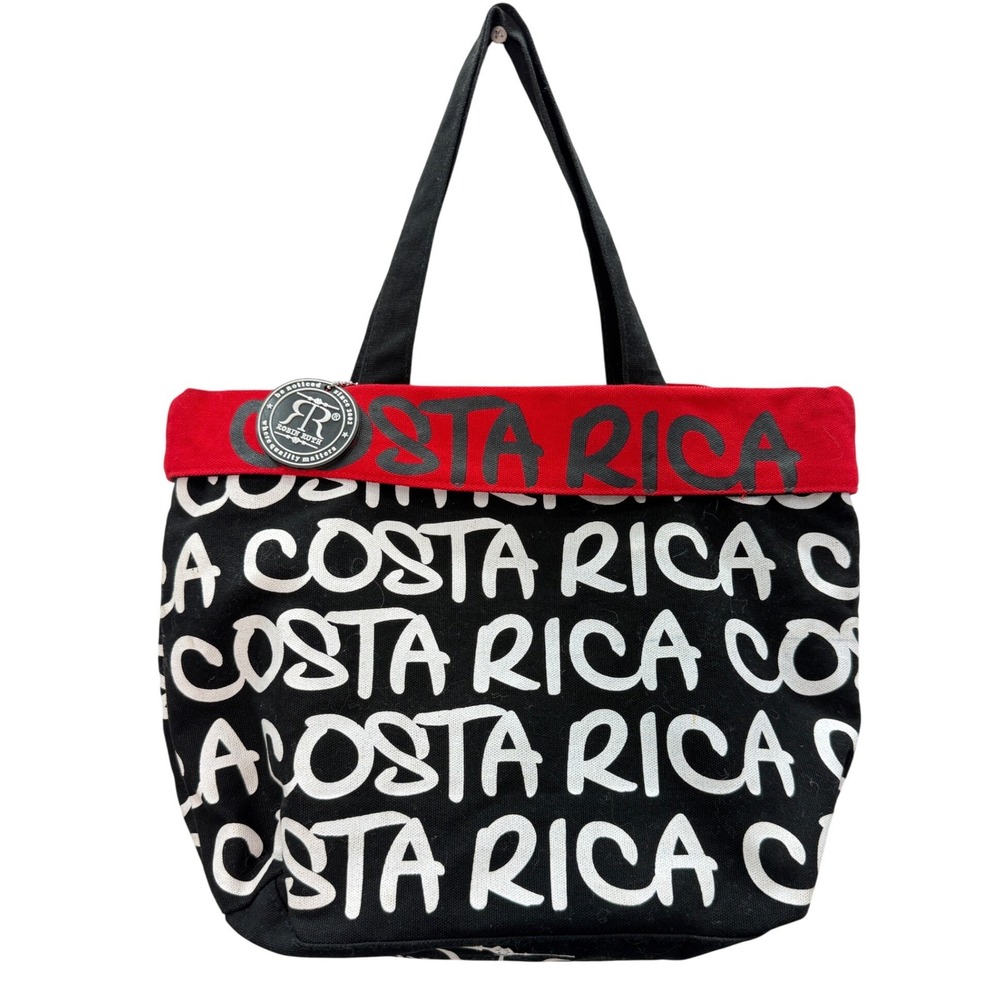Robin Ruth Tote Bag Womens Medium‎ Black Costa Rica Canvas Souvenir Travel Zip